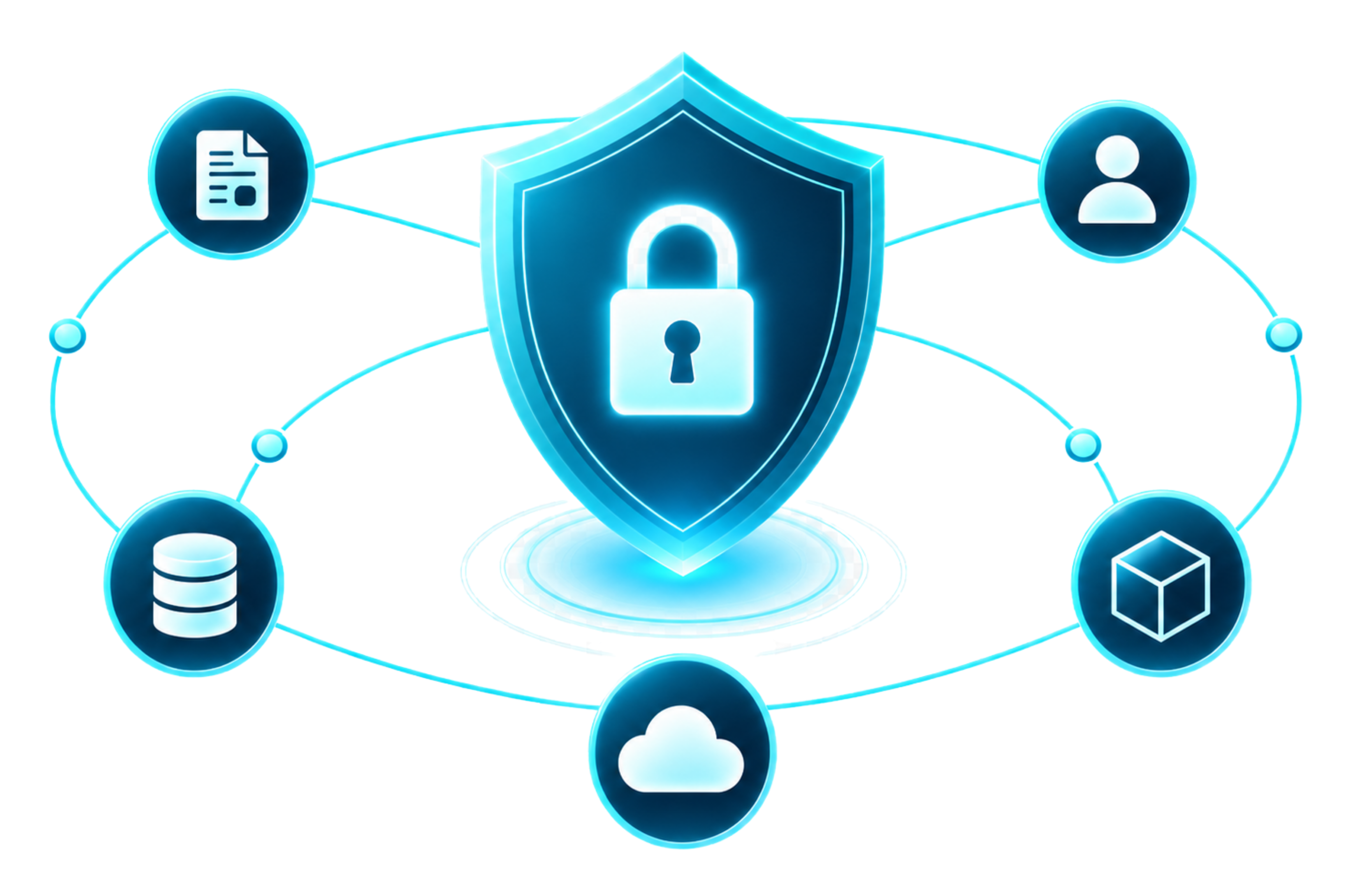 Customer shipment data, documents, and cloud storage encrypted and locked behind a central security shield